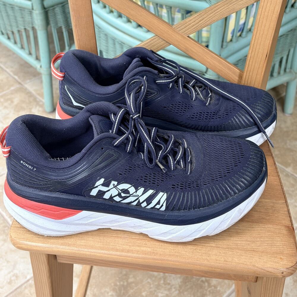 Hoka One One Bondi 7 Women's 8.5 Blue Cushioned Running Walking Tennis Shoes